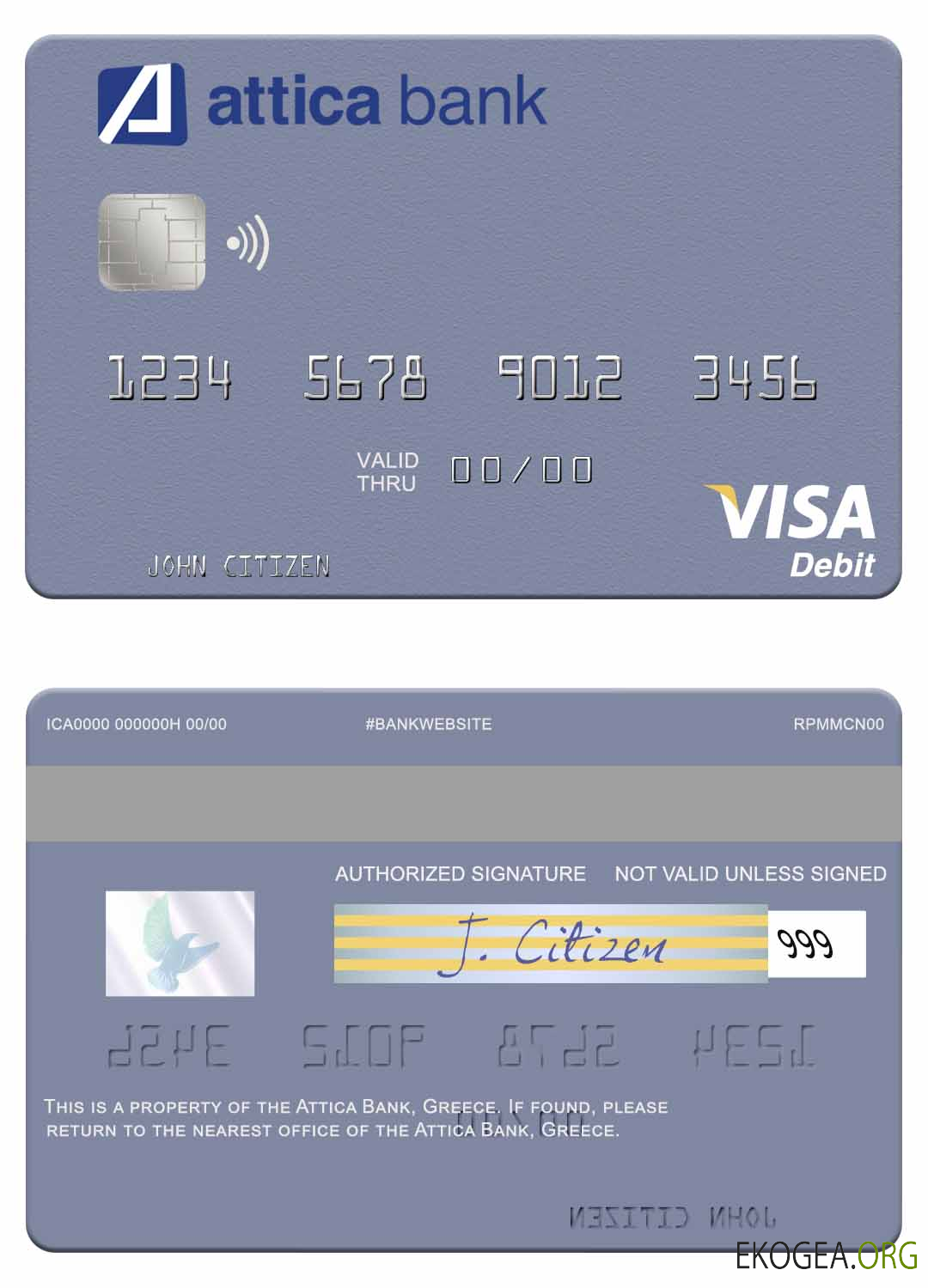 Carte de débit visa Grèce Attica Bank